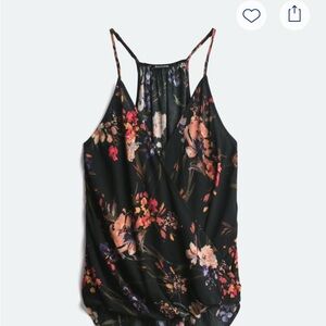 Pink Clover Black and Pink Ruched‎ Backless Tank Top